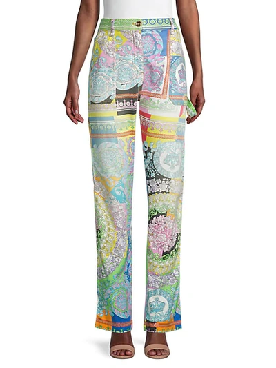 Versace Signature Print Jeans In Multi