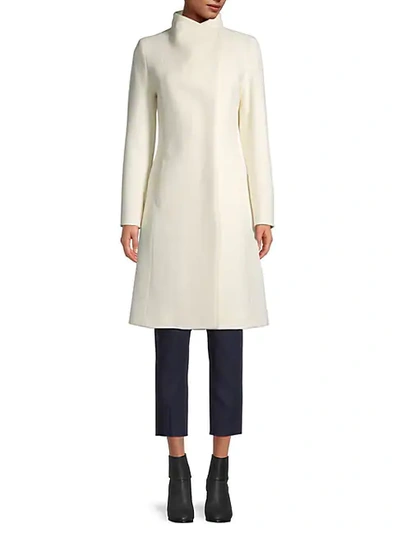 Cinzia Rocca Virgin Wool & Cashmere A-line Coat In Winter White