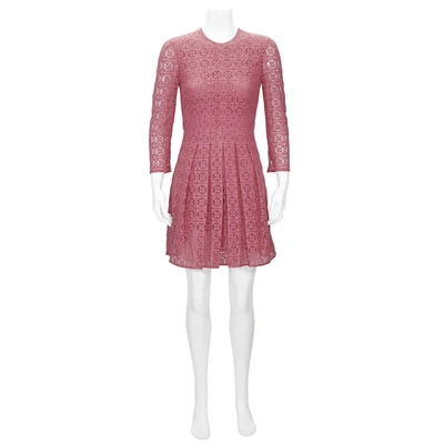 Burberry Maren Grid Lace Eyelet A-line Dress In Dusty Peony Rose