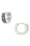 Kendra Scott Small Square Crystal Huggie Hoop Earrings, 0.5" In Silver/gray