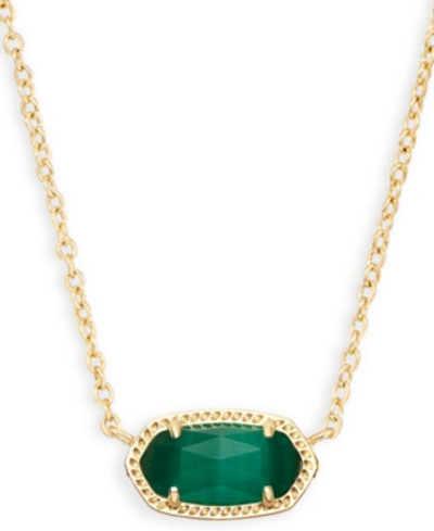 Kendra Scott 14k Gold Plated Elisa Pendant Necklace In Emerald Cat's Eye