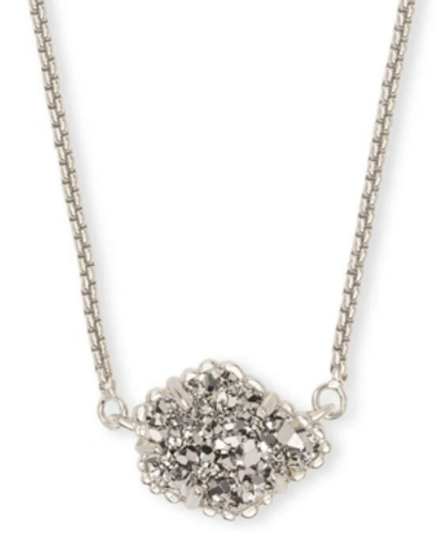 Kendra Scott Drusy Stone Pendant Necklace, 15" + 2" Extender In Platinum Drusy