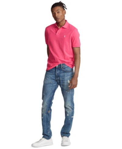 Polo Ralph Lauren Cotton Mesh Classic Fit Polo Shirt In Hot Pink Cream
