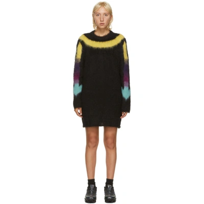 Off-white Arrows Fuzzy Knitted Dress In Black