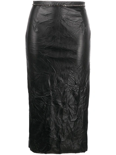 N°21 Crystal-embellished Eco-leather Pencil Skirt In Black