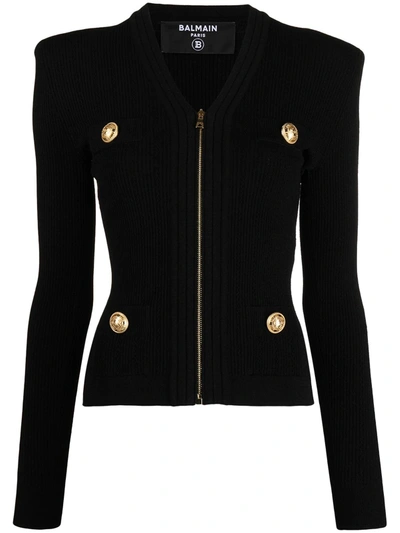 Balmain Jacke Mit Betonten Schultern In Black