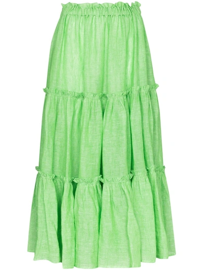 Lisa Marie Fernandez Bright Green Ruffle Peasant Skirt