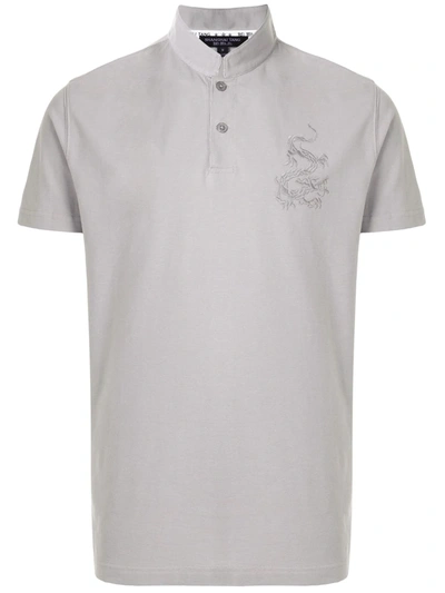 Shanghai Tang Logo Embroidered Polo Shirt In Grey