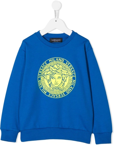 Young Versace Kids' Medusa Head Sweatshirt In Blue