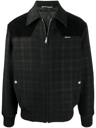 Palm Angels Checked Collared Jacket In Black