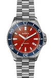 Shinola Men's The Harbor Monster Automatic 43mm Watch In Silver/red