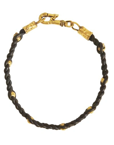 John Varvatos Collection Men's Brass & Leather Braided Bead Bracelet