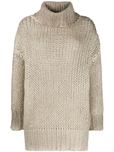 Avant Toi Cable Knit Jumper In Neutrals