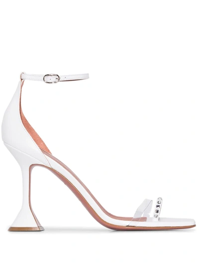 Amina Muaddi White Oya 95 Crystal Sandals