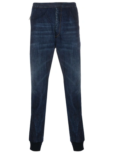 Dsquared2 Ribbed-cuff Denim Track Trousers In Blue