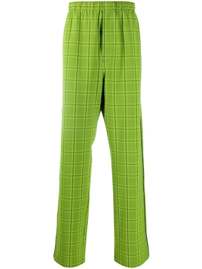 Balenciaga Checked Loose Straight-leg Trousers In Green