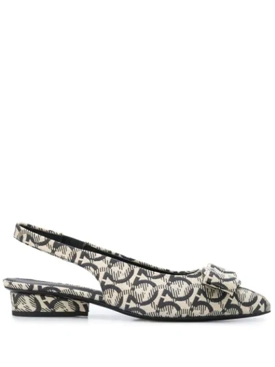 Ferragamo Vara Gancio Print Pumps In Neutrals