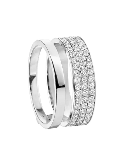 Repossi 18kt White Gold Berbere Module 1 Row Diamond Ring In Silver