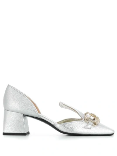 Suzanne Rae D'orsay Pavé Bow Pumps In Grey