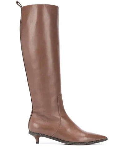 Brunello Cucinelli Pointed Toe Knee-high Boots In Brown