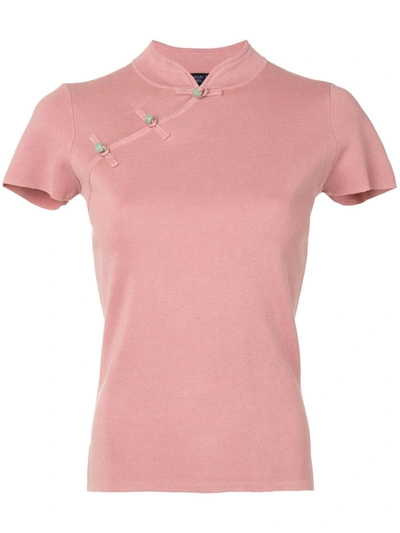 Shanghai Tang Jewel Button T-shirt In Pink