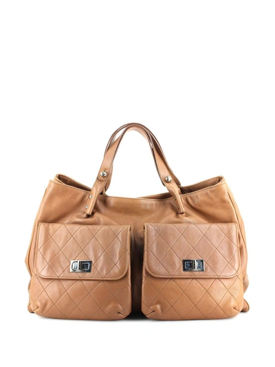 Pre-owned Chanel 2009 Pocket In The City Tote Bag In Brown