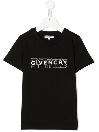 Givenchy Teen Logo-print Crew Neck T-shirt In Black