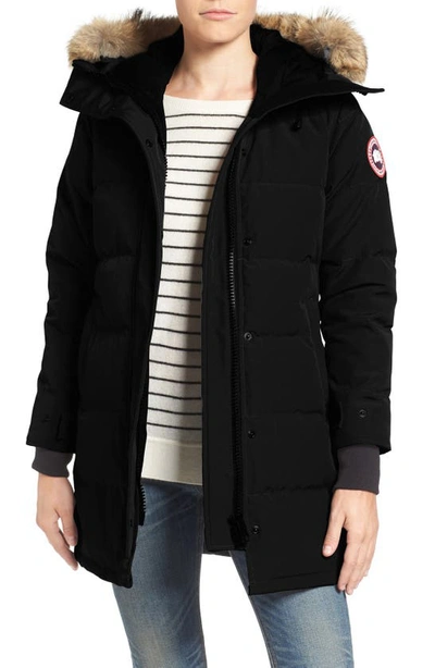 Canada Goose Shelburne Fusion Fit Genuine Coyote Fur Trim Down Parka In Black