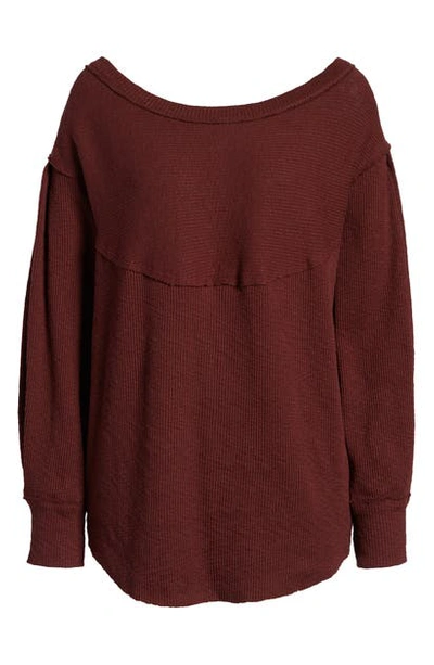 Free People Og Thermal Pullover In Cherry Cola