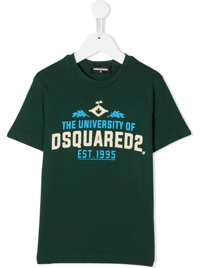 Dsquared2 Teen University Print T-shirt In Green