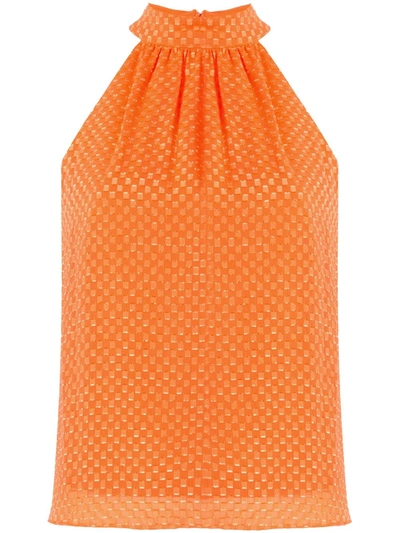 Alice And Olivia Liana Geometric-print Cotton Blouse In Orange