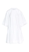 Simone Rocha Gathered Drop Waist Lace Trim Dress In Ivory