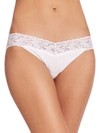 Hanky Panky Signature Lace Organic Cotton V-kini Panties, Basic Colors In White