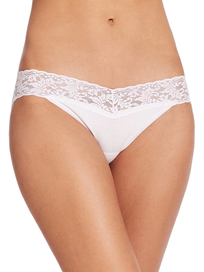 Hanky Panky Signature Lace Organic Cotton V-kini Panties, Basic Colors In White