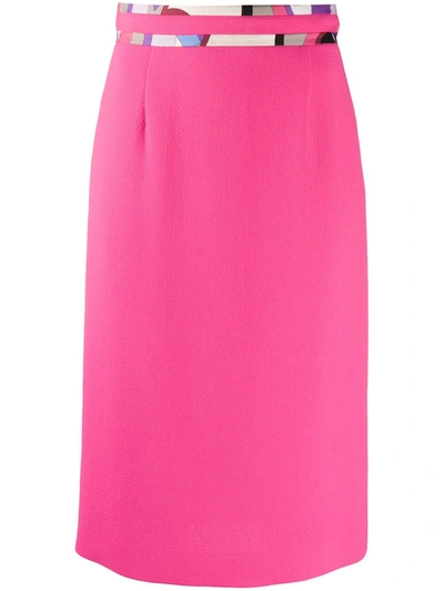 Emilio Pucci Wool And Silk-blend Crepe Pencil Skirt In Fuchsia