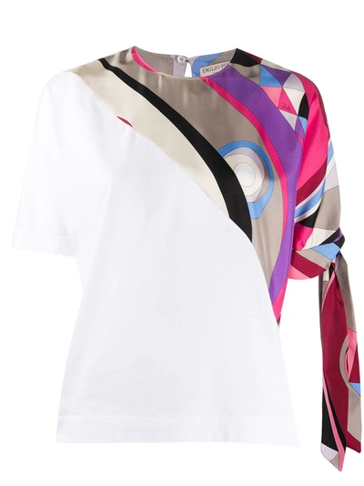 Emilio Pucci Scarf-detail Cotton T-shirt In White