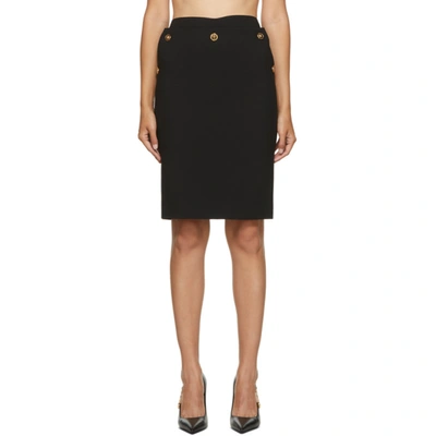 Versace Medusa Button-embellished Pencil Skirt In A1008 Nero
