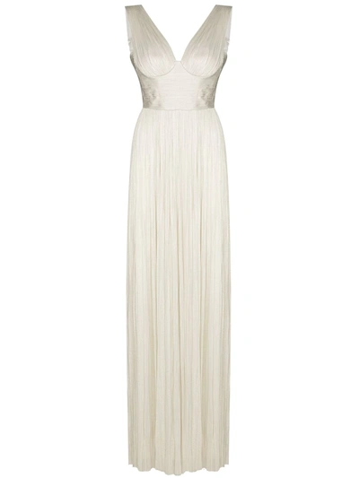 Maria Lucia Hohan Velika Sleeveless Pleated Evening Gown In White
