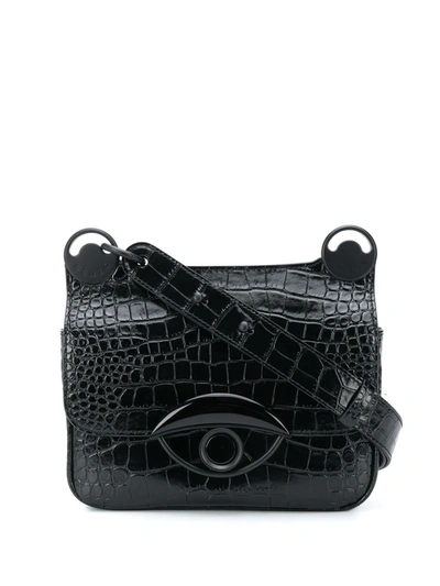 Kenzo Tali Shoulder Bag In Leather With Crocodile Print In Black