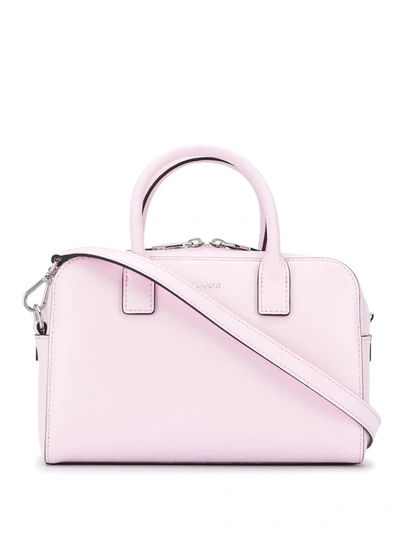 Ganni Leather Top Handle Bag In Pink