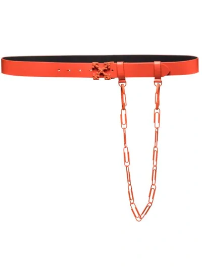 Off-white Paperclip Chain Belt In Orange