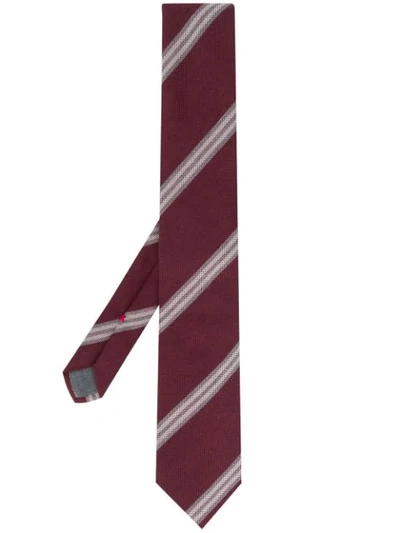 Brunello Cucinelli Striped Pattern Tie In Red