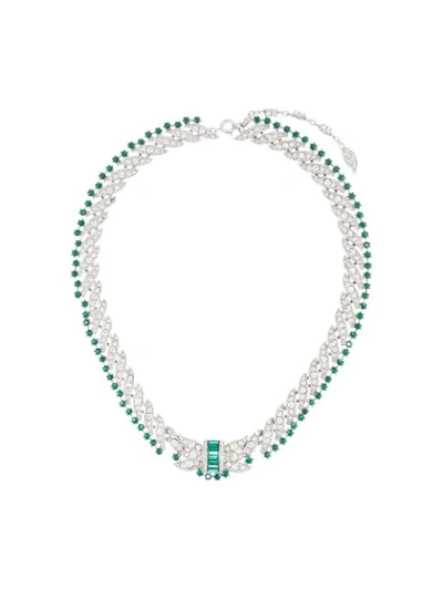 Pre-owned Susan Caplan Vintage 1950s Embellished Chain-link Necklace In Silver