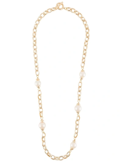 Pre-owned Givenchy 1980s Faux Pearl-embellished Necklace In Gold