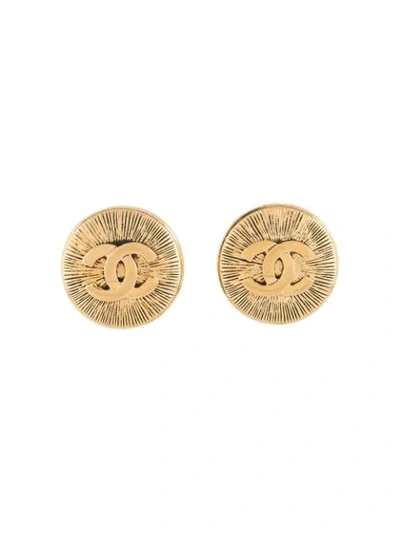 Pre-owned Chanel 1990s Cc Maxi Earrings In Gold