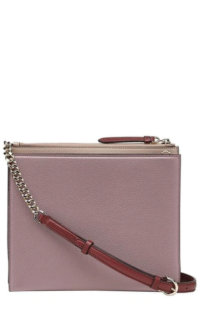 Ferragamo Colorblock Trifolio Leather Crossbody Bag In Cinder Rose/ Cumin/ Nebbiolo