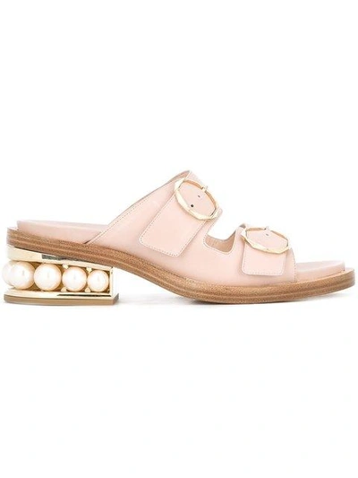 Nicholas Kirkwood Blush 'casatil' Pearl Two-strap Sandal In Pink
