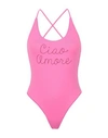 Giada Benincasa Ciao Amore Embroidered One-piece Swimsuit In Pink