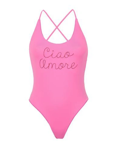 Giada Benincasa Ciao Amore Embroidered One-piece Swimsuit In Pink