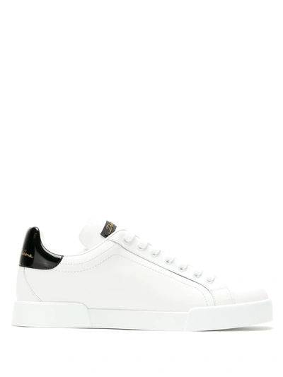 Dolce & Gabbana Contrasting Heel Counter Lace-up Sneakers In White